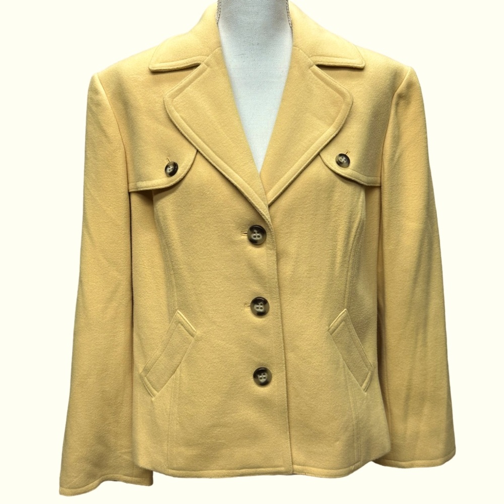 EVAN-PICONE Butter Yellow Short Pea Coat / Jacket With Stretch Women's Size 16